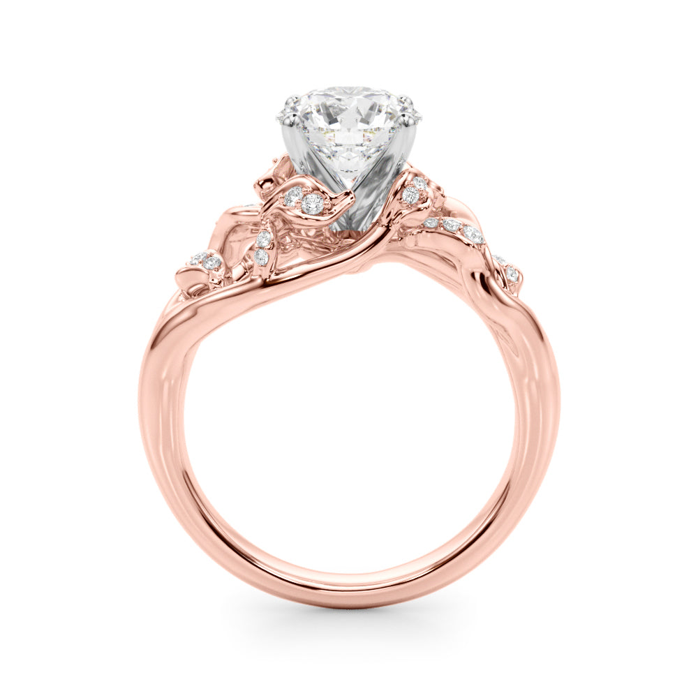 Opulent Sidestone Round Diamond Engagement Ring in 10K/14K gold and platinum with certified lab-grown or natural diamonds