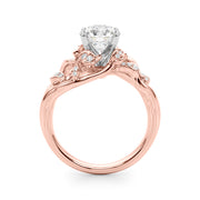 Opulent Sidestone Round Diamond Engagement Ring in 10K/14K gold and platinum with certified lab-grown or natural diamonds