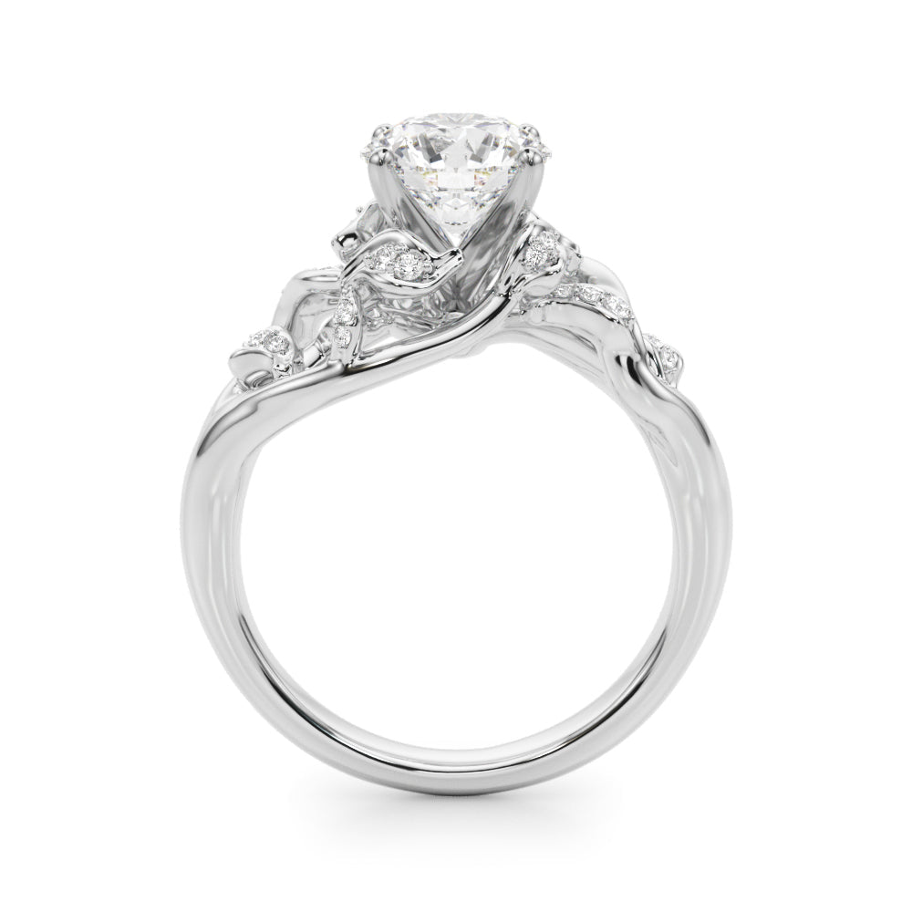 Opulent Sidestone Round Diamond Engagement Ring in 10K/14K gold and platinum with certified lab-grown or natural diamonds