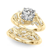 Opulent Sidestone Round Diamond Engagement Ring in 10K/14K gold and platinum with certified lab-grown or natural diamonds