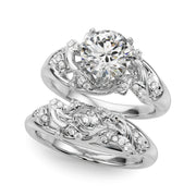 Opulent Sidestone Round Diamond Engagement Ring in 10K/14K gold and platinum with certified lab-grown or natural diamonds