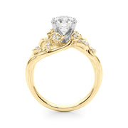 Opulent Sidestone Round Diamond Engagement Ring in 10K/14K gold and platinum with certified lab-grown or natural diamonds