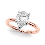 Exquisite Shape Solitaire Pear Diamond Engagement Ring â€” 10K/14K Gold & Platinum