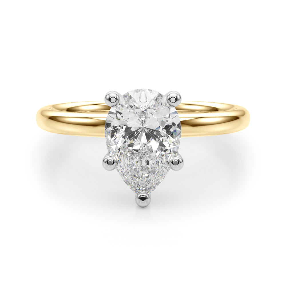 Exquisite Shape Solitaire Pear Diamond Engagement Ring â€” 10K/14K Gold & Platinum