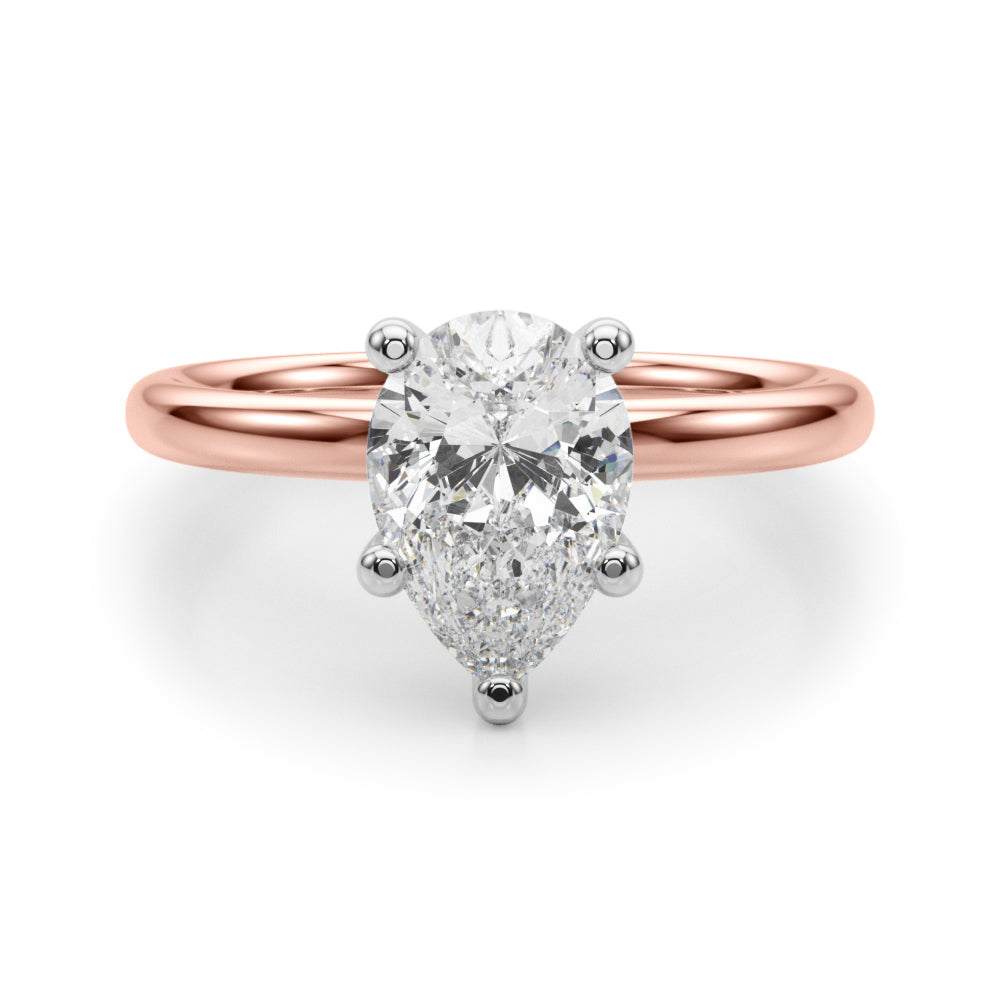 Exquisite Shape Solitaire Pear Diamond Engagement Ring in 10K/14K gold and platinum with certified lab-grown or natural diamonds