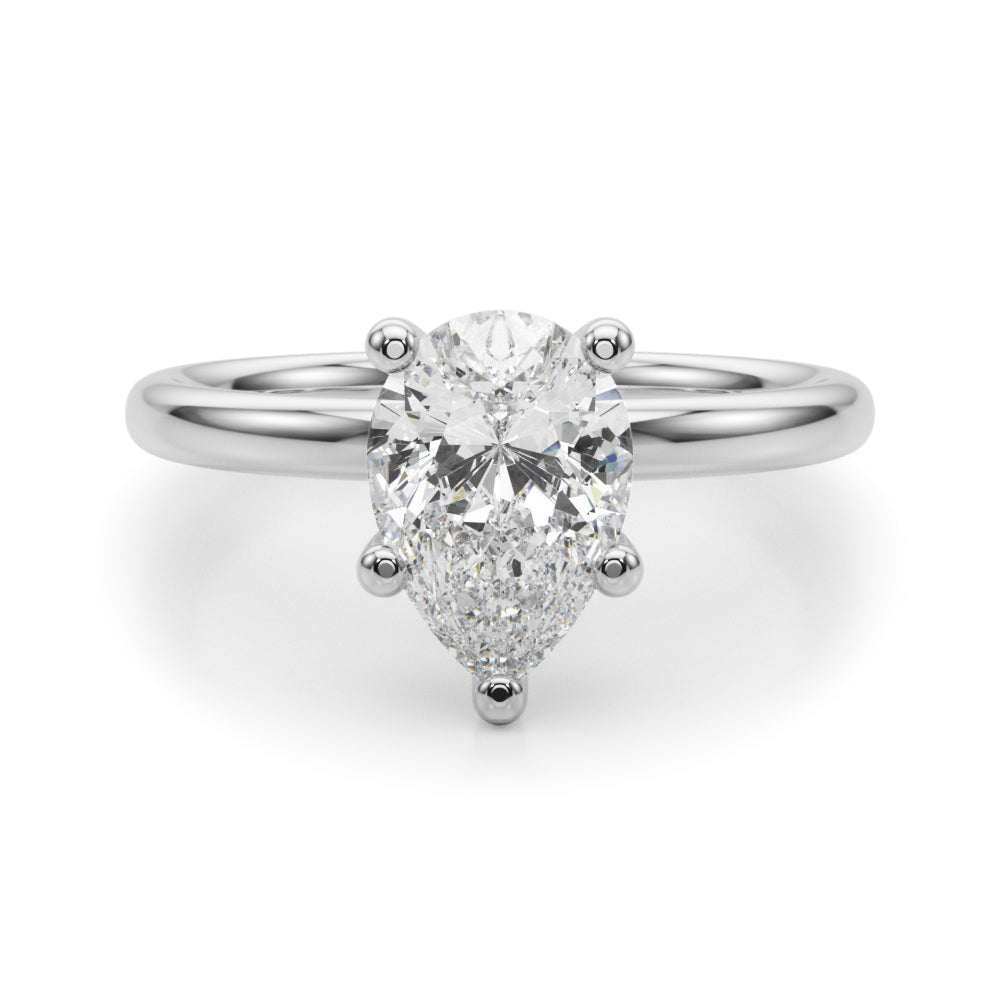 Exquisite Shape Solitaire Pear Diamond Engagement Ring â€” 10K/14K Gold & Platinum