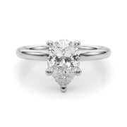 Exquisite Shape Solitaire Pear Diamond Engagement Ring â€” 10K/14K Gold & Platinum