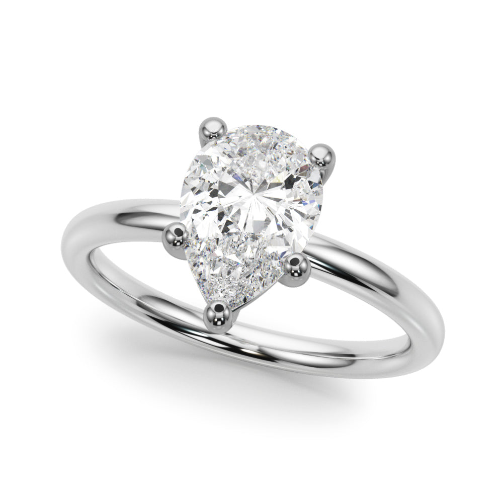Exquisite Shape Solitaire Pear Diamond Engagement Ring â€” 10K/14K Gold & Platinum
