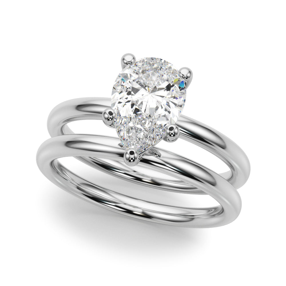 Exquisite Shape Solitaire Pear Diamond Engagement Ring â€” 10K/14K Gold & Platinum