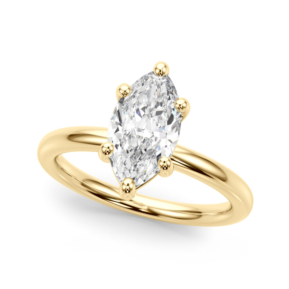 Regal Solitaire Marquise Diamond Engagement Ring in 10K/14K gold and platinum with certified lab-grown or natural diamonds