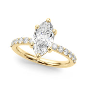 Sophisticated Mq Center Single Row Engagement Marquise Diamond Engagement Ring in 10K/14K gold and platinum with certified lab-grown or natural diamonds