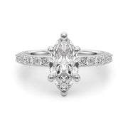 Sophisticated Mq Center Single Row Engagement Marquise Diamond Engagement Ring in 10K/14K gold and platinum with certified lab-grown or natural diamonds