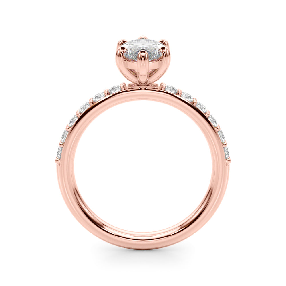 Sophisticated Mq Center Single Row Engagement Marquise Diamond Engagement Ring in 10K/14K gold and platinum with certified lab-grown or natural diamonds