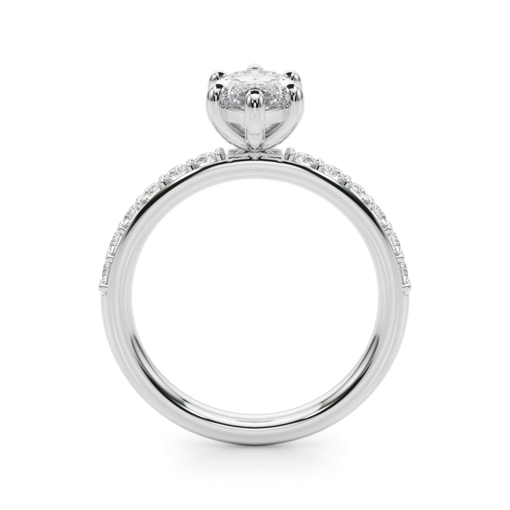 Sophisticated Mq Center Single Row Engagement Marquise Diamond Engagement Ring in 10K/14K gold and platinum with certified lab-grown or natural diamonds
