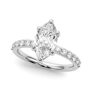 Sophisticated Mq Center Single Row Engagement Marquise Diamond Engagement Ring in 10K/14K gold and platinum with certified lab-grown or natural diamonds