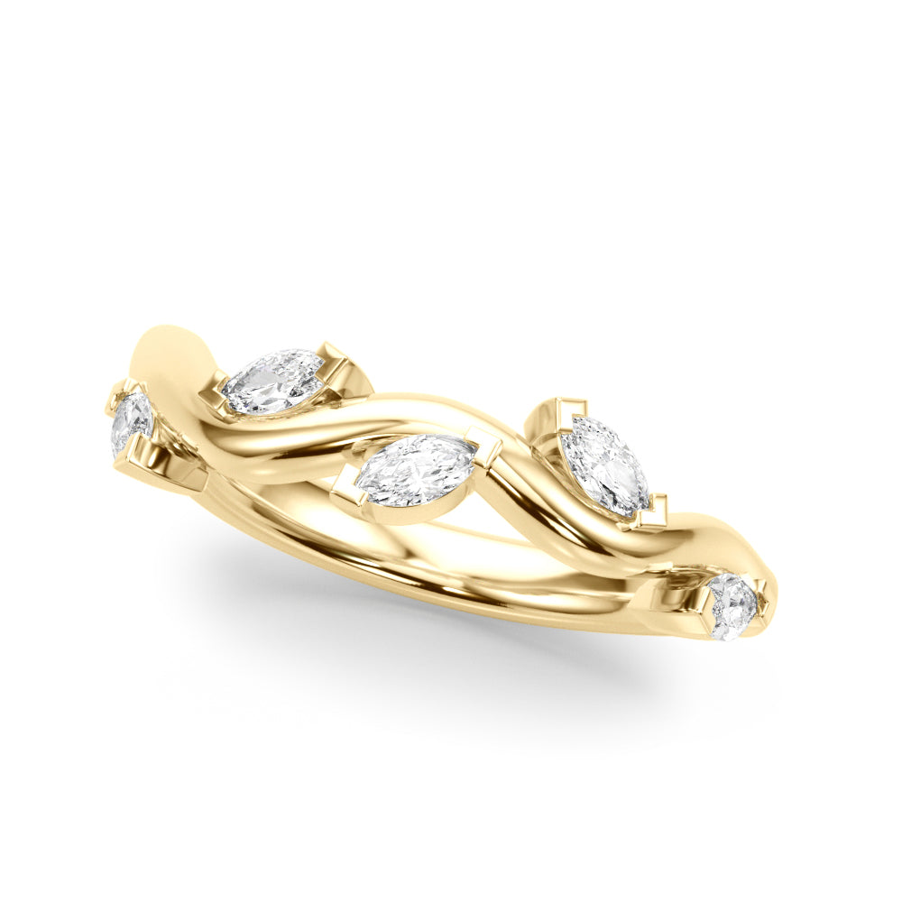 Nature Inspired Half Eternity Ring in 10K/14K gold and platinum with certified lab-grown or natural diamonds