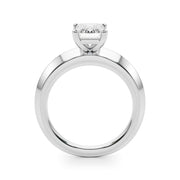 Romantic Ov Center Mq & Rd Sides Oval Diamond Engagement Ring â€” 10K/14K Gold & Platinum