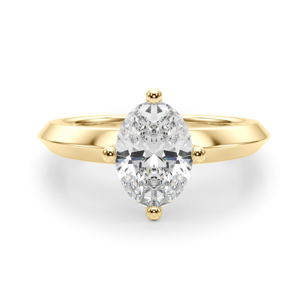 Romantic Ov Center Mq & Rd Sides Oval Diamond Engagement Ring â€” 10K/14K Gold & Platinum