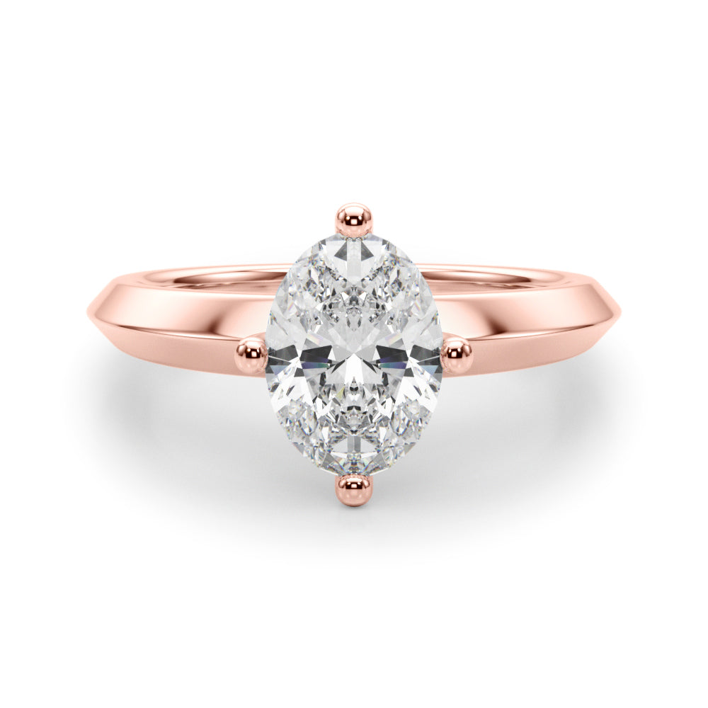 Romantic Ov Center Mq & Rd Sides Oval Diamond Engagement Ring â€” 10K/14K Gold & Platinum