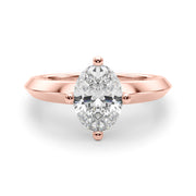 Romantic Ov Center Mq & Rd Sides Oval Diamond Engagement Ring â€” 10K/14K Gold & Platinum