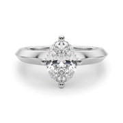 Romantic Ov Center Mq & Rd Sides Oval Diamond Engagement Ring â€” 10K/14K Gold & Platinum