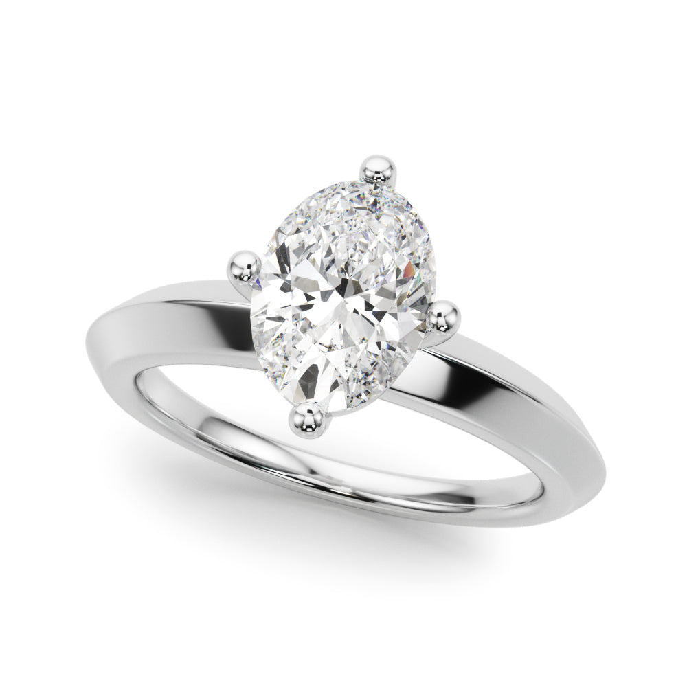 Romantic Ov Center Mq & Rd Sides Oval Diamond Engagement Ring â€” 10K/14K Gold & Platinum