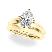 Romantic Ov Center Mq & Rd Sides Oval Diamond Engagement Ring â€” 10K/14K Gold & Platinum