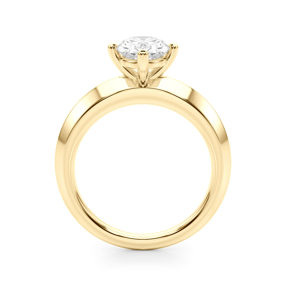 Romantic Ov Center Mq & Rd Sides Oval Diamond Engagement Ring â€” 10K/14K Gold & Platinum
