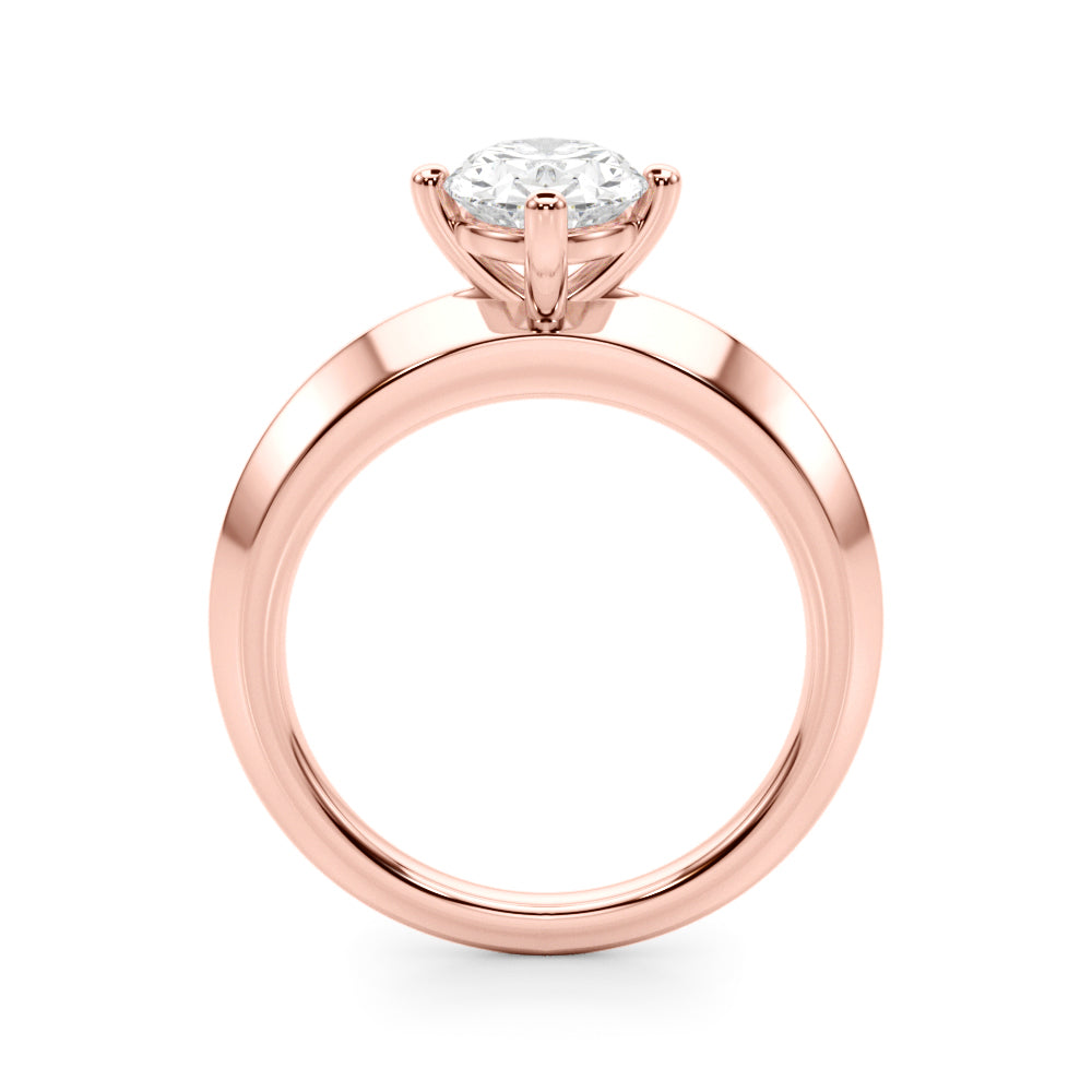 Romantic Ov Center Mq & Rd Sides Oval Diamond Engagement Ring â€” 10K/14K Gold & Platinum