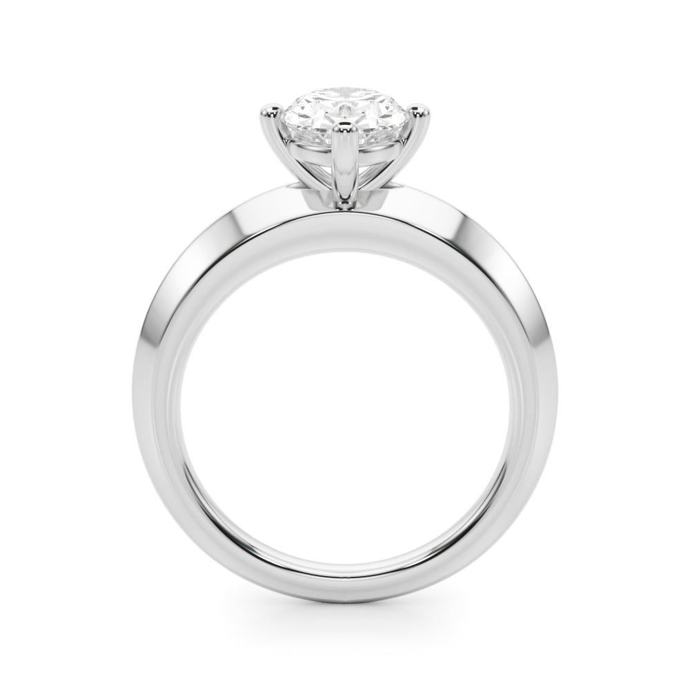 Romantic Ov Center Mq & Rd Sides Oval Diamond Engagement Ring â€” 10K/14K Gold & Platinum
