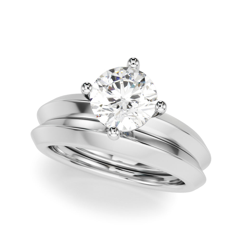 Romantic Ov Center Mq & Rd Sides Oval Diamond Engagement Ring â€” 10K/14K Gold & Platinum