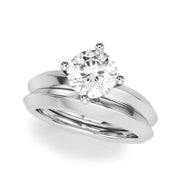 Romantic Ov Center Mq & Rd Sides Oval Diamond Engagement Ring â€” 10K/14K Gold & Platinum