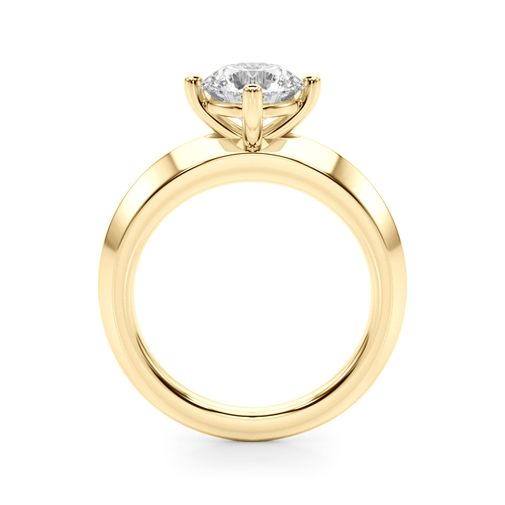Romantic Ov Center Mq & Rd Sides Oval Diamond Engagement Ring â€” 10K/14K Gold & Platinum