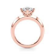 Romantic Ov Center Mq & Rd Sides Oval Diamond Engagement Ring â€” 10K/14K Gold & Platinum