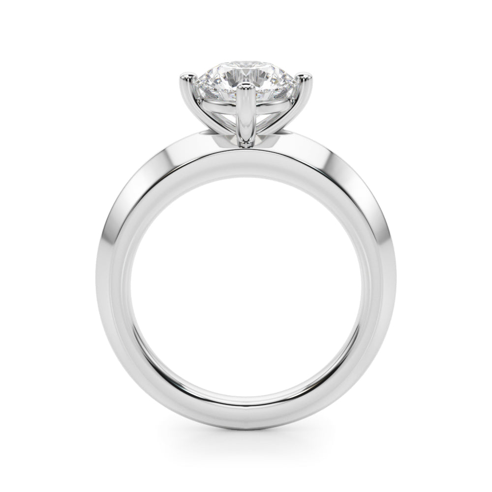 Romantic Ov Center Mq & Rd Sides Oval Diamond Engagement Ring â€” 10K/14K Gold & Platinum