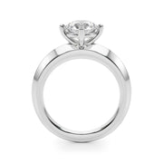Romantic Ov Center Mq & Rd Sides Oval Diamond Engagement Ring â€” 10K/14K Gold & Platinum