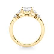 Romantic Ov Center Mq & Rd Sides Oval Diamond Engagement Ring â€” 10K/14K Gold & Platinum