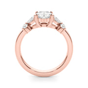 Romantic Ov Center Mq & Rd Sides Oval Diamond Engagement Ring â€” 10K/14K Gold & Platinum