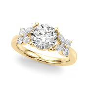 Graceful Rd Center Mq & Rd Sides Round Diamond Engagement Ring in 10K/14K gold and platinum with certified lab-grown or natural diamonds