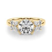 Graceful Rd Center Mq & Rd Sides Round Diamond Engagement Ring in 10K/14K gold and platinum with certified lab-grown or natural diamonds