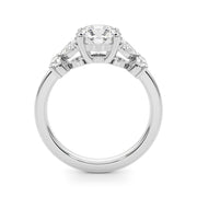 Graceful Rd Center Mq & Rd Sides Round Diamond Engagement Ring in 10K/14K gold and platinum with certified lab-grown or natural diamonds