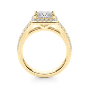 Adored Halo Pc Center Split Shank Princess Diamond Engagement Ring in 10K/14K gold and platinum with certified lab-grown or natural diamonds