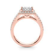Adored Halo Pc Center Split Shank Princess Diamond Engagement Ring in 10K/14K gold and platinum with certified lab-grown or natural diamonds