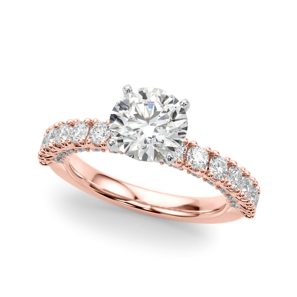 Cherished Sidestone Round Diamond Engagement Ring in 10K/14K gold and platinum with certified lab-grown or natural diamonds