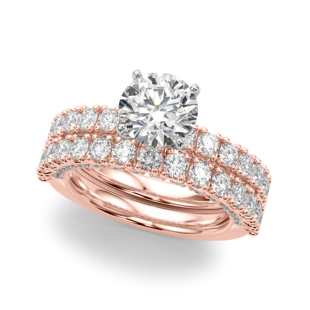 Cherished Sidestone Round Diamond Engagement Ring in 10K/14K gold and platinum with certified lab-grown or natural diamonds
