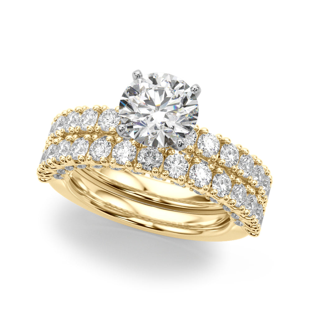 Cherished Sidestone Round Diamond Engagement Ring in 10K/14K gold and platinum with certified lab-grown or natural diamonds
