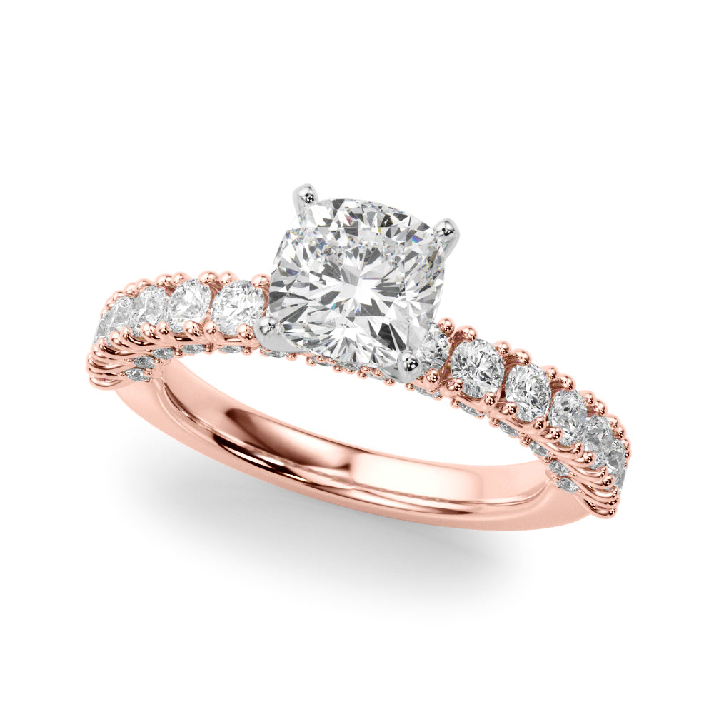 Cherished Sidestone Round Diamond Engagement Ring in 10K/14K gold and platinum with certified lab-grown or natural diamonds