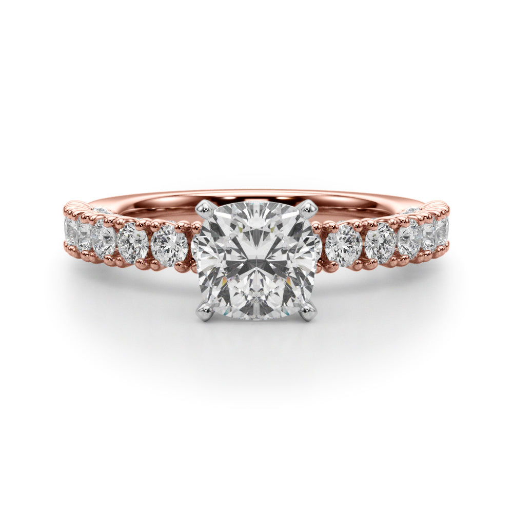 Cherished Sidestone Round Diamond Engagement Ring in 10K/14K gold and platinum with certified lab-grown or natural diamonds