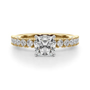 Cherished Sidestone Round Diamond Engagement Ring in 10K/14K gold and platinum with certified lab-grown or natural diamonds