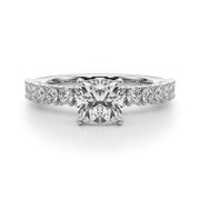 Cherished Sidestone Round Diamond Engagement Ring in 10K/14K gold and platinum with certified lab-grown or natural diamonds